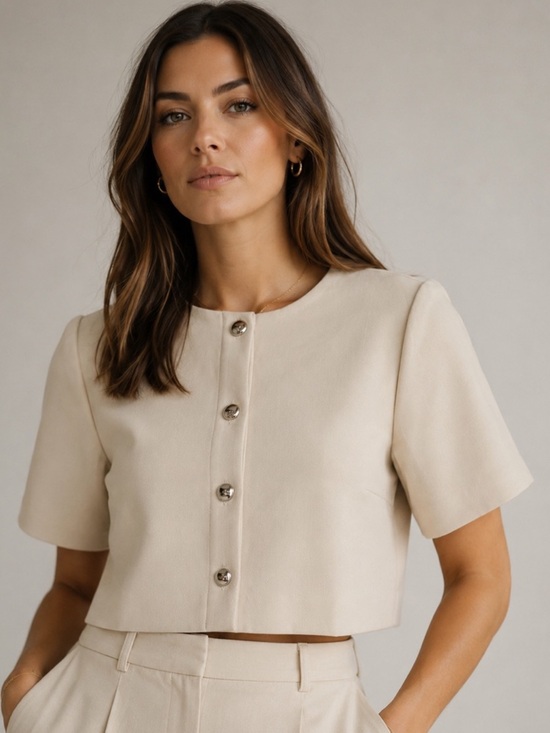 Amanda Uprichard Jackets & Blazers - Amanda Uprichard Ivory Short-Sleeve Cropped Blazer Size Small NWT